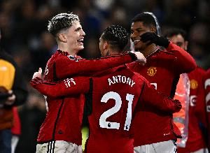 都很好😁曼联赢球，拉什福德霍伊伦进球奥纳纳零封加纳乔险造点